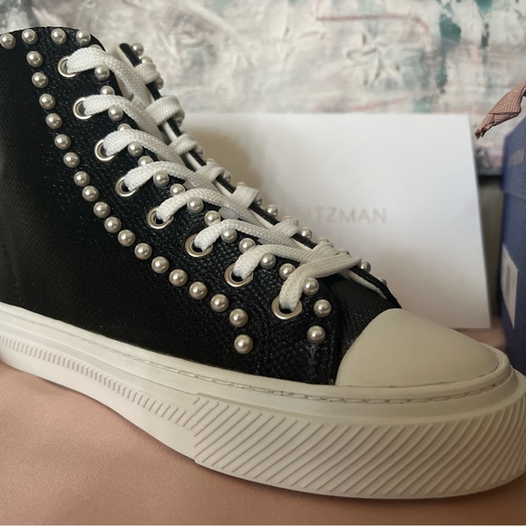 NEVER WORN STUART WEITZMAN Pearl Laced High-Top Sneaker - Picture 9 of 14